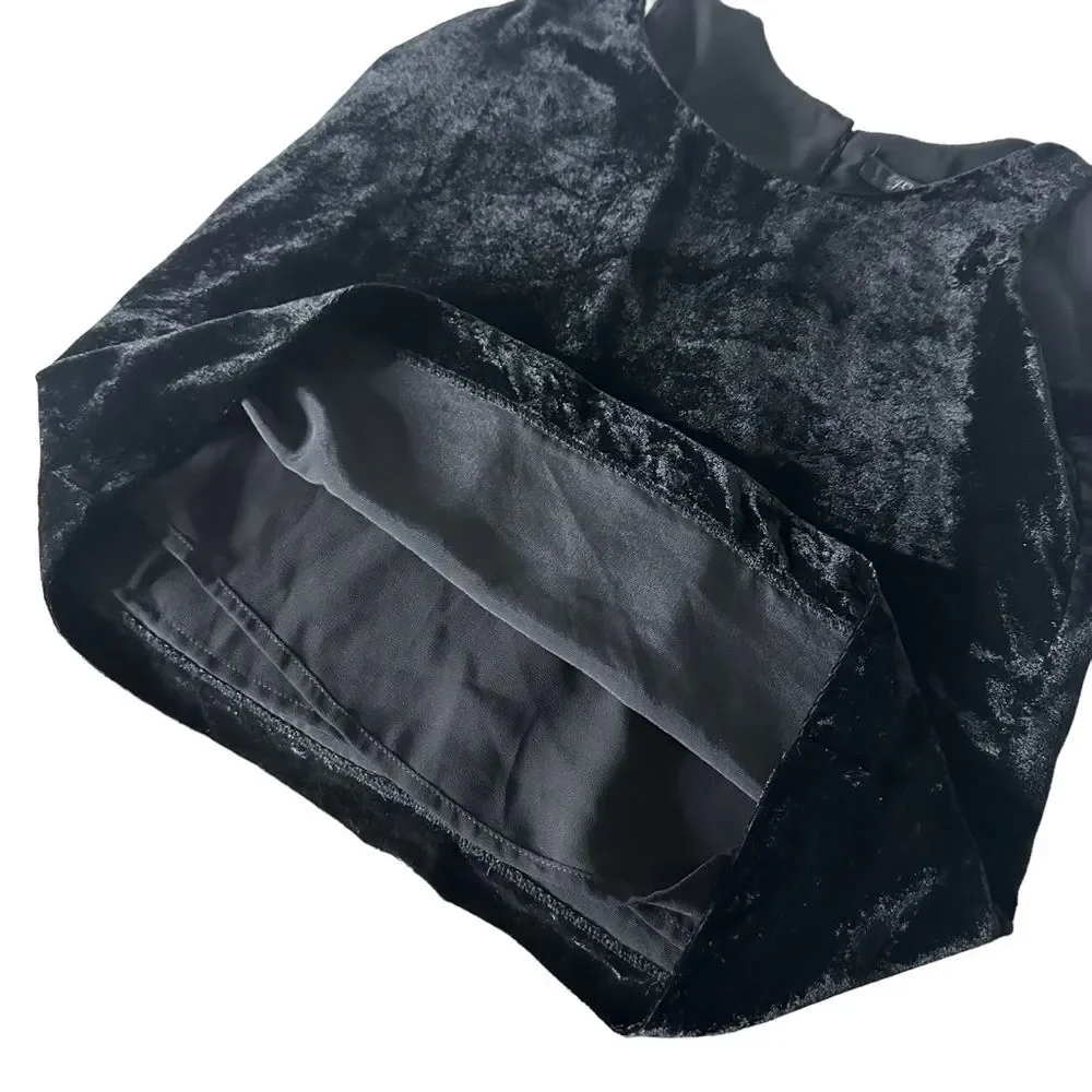 J Crew Black Velvet Tank‎ Top Women Size 0 Sleeveless Layering Minimalist